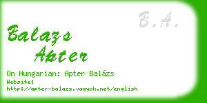 balazs apter business card